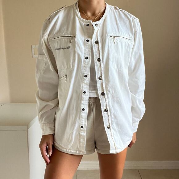 Harley-Davidson White Button Up Long Sleeve Shirt Jacket Women's Size M - Picture 12 of 15